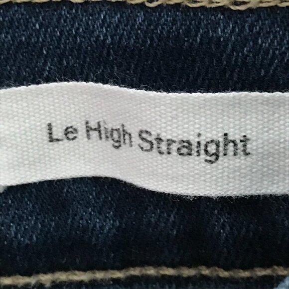 Frame Le High Straight Jeans Women 24 Blue Mid Rise Distressed Raw Hem Preppy - Picture 5 of 14